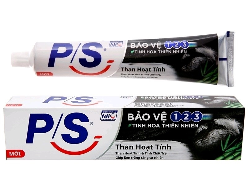 Kem đánh răng P/S trắng răng than hoạt tính và tre 180g