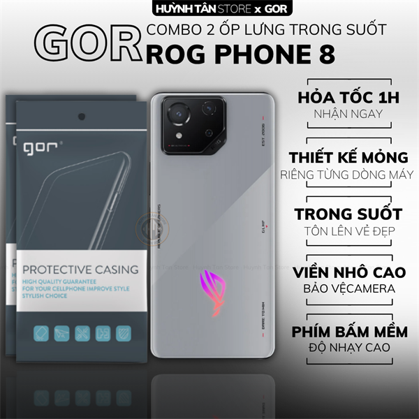 COMBO 2 Ốp lưng ASUS ROG PHONE 9 silicon dẻo trong suốt bảo vệ camera sau hãng GOR