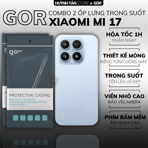 COMBO 2 Ốp lưng XIAOMI MI 17 silicon dẻo trong suốt bảo vệ camera sau hãng GOR