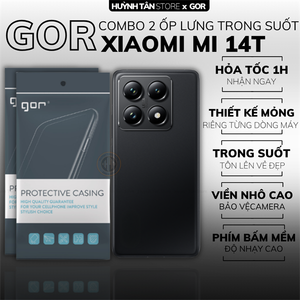 COMBO 2 Ốp lưng XIAOMI MI 14T silicon dẻo trong suốt bảo vệ camera sau hãng GOR