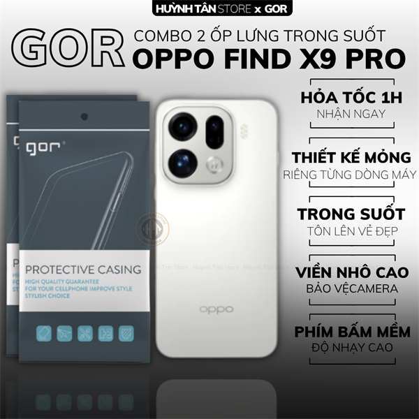 COMBO 2 Ốp lưng OPPO FIND X9 PRO silicon dẻo trong suốt bảo vệ camera sau hãng GOR