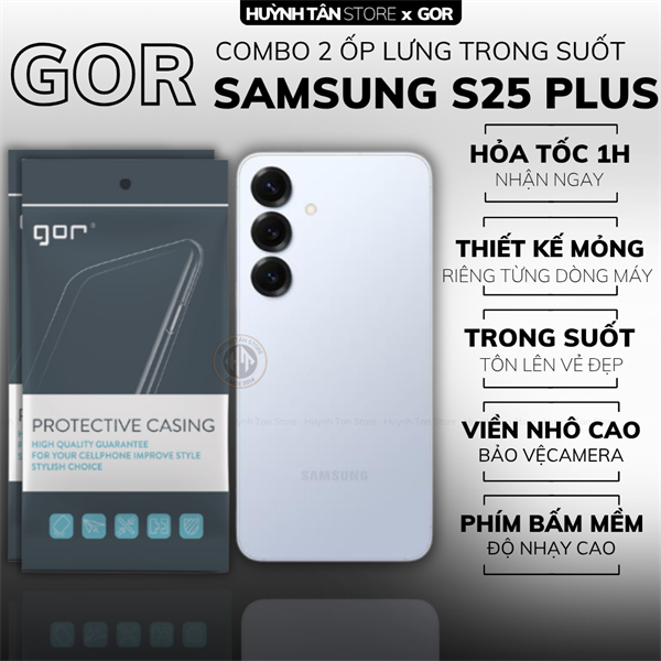 COMBO 2 Ốp lưng SAMSUNG S25 PLUS silicon dẻo trong suốt bảo vệ camera sau hãng GOR