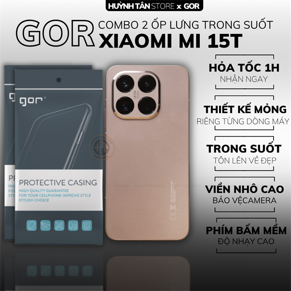 COMBO 2 Ốp lưng XIAOMI MI 15T silicon dẻo trong suốt bảo vệ camera sau hãng GOR