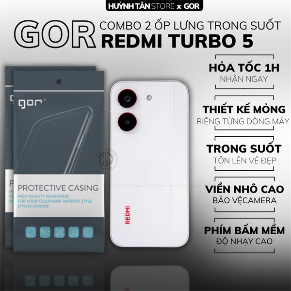 COMBO 2 Ốp lưng XIAOMI REDMI TURBO 5 silicon dẻo trong suốt bảo vệ camera sau hãng GOR