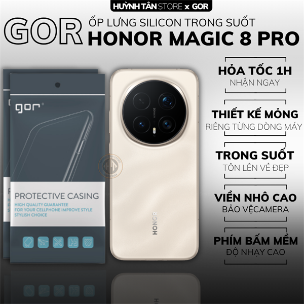 COMBO 2 Ốp lưng honor magic 8 pro silicon trong suốt chính hãng GOR bảo vệ camera phụ kiện huỳnh tân store