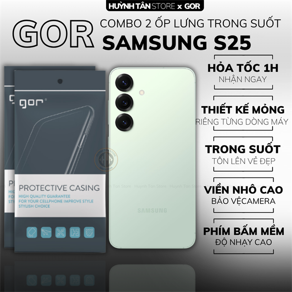 COMBO 2 Ốp lưng SAMSUNG S25 silicon dẻo trong suốt bảo vệ camera sau hãng GOR
