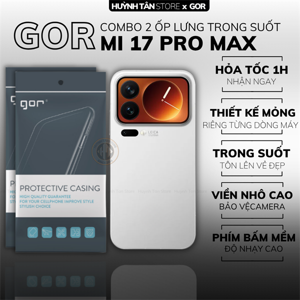 COMBO 2 Ốp lưng XIAOMI MI 17 PRO MAX silicon dẻo trong suốt bảo vệ camera sau hãng GOR