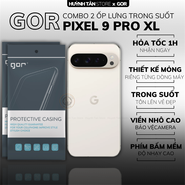 COMBO 2 Ốp lưng GOOGLE PIXEL 9 PRO XL silicon dẻo trong suốt bảo vệ camera sau hãng GOR