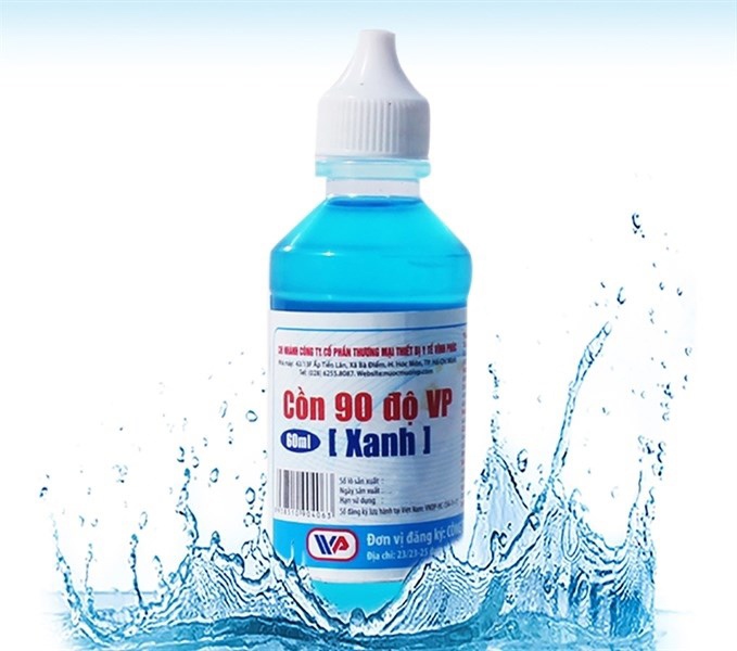 CỒN 90° XANH CHAI 60ML LỐC 10 CHAI