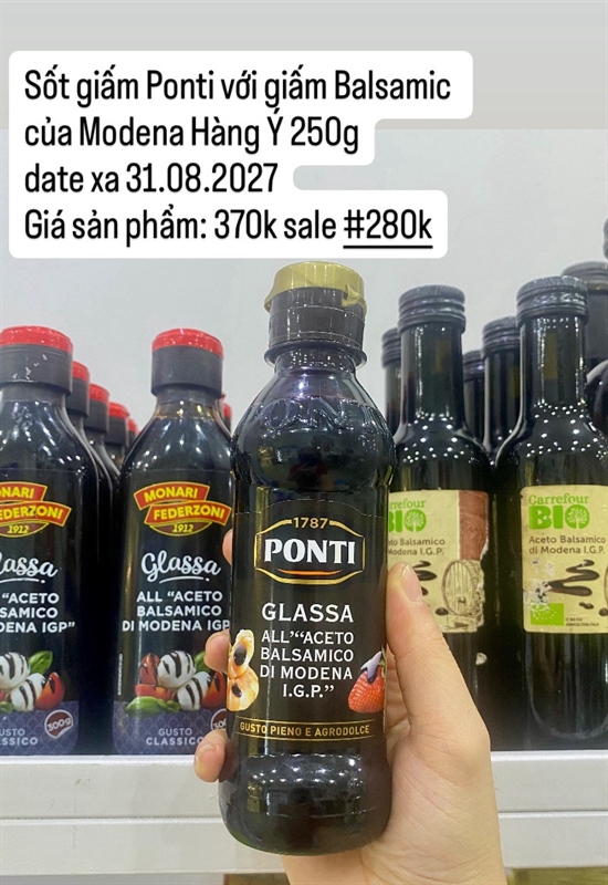 Sốt giấm nho nguyên bản Ponti Glassa Balsamico Ý 250g