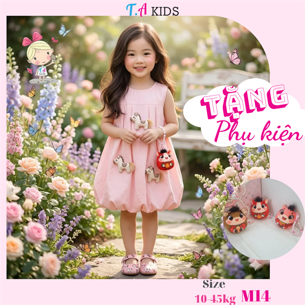 M14 (10-45kg) Váy bí ngựa hồng