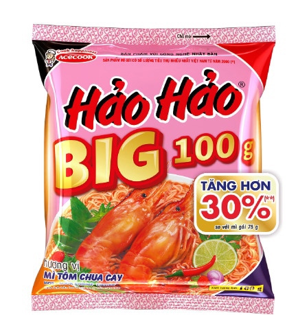 Tp mì Hảo Hảo tôm chua cay BIG100 100GR