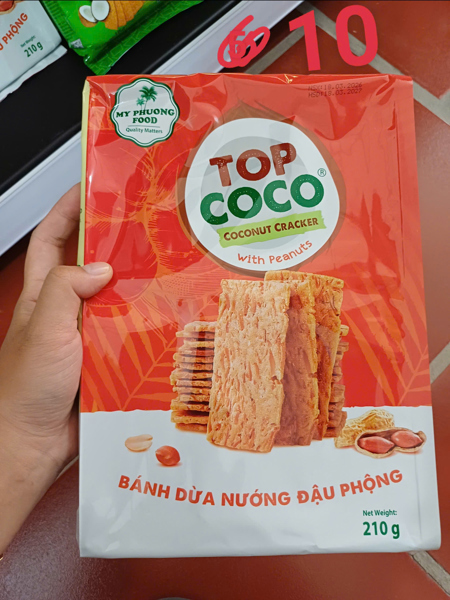 TOPCOCO - Bánh dừa nướng gói vị đậu phộng 210g