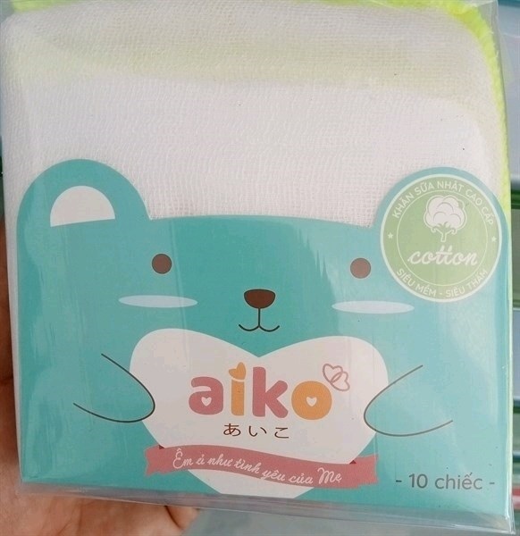 Khăn sữa Nhật Aiko 4 lớp 25X25 10 cái/túi