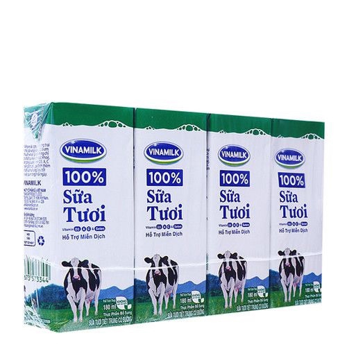 Sữa tươi Vinamilk 100% hộp 180ml