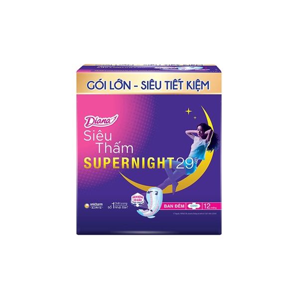 Băng vệ sinh Diana Super night 29CM 12M
