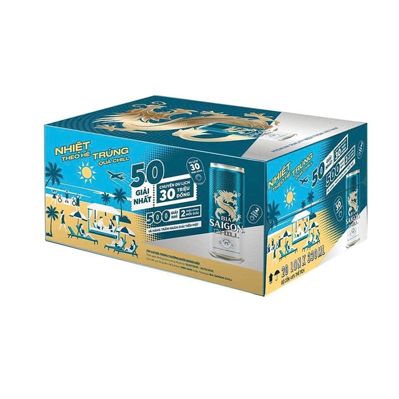 Bia Saigon chill, thùng 20 lon, 330ml