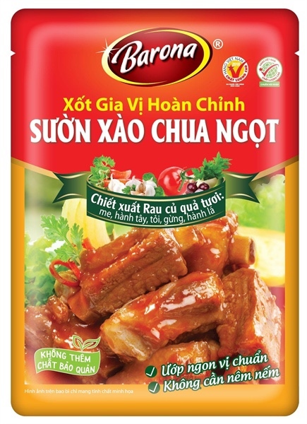 Xốt gia vị hoàn chỉnh Barona sườn xào chua ngọt 80GR