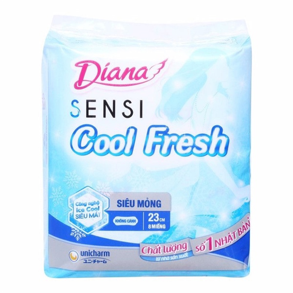 Băng vệ sinh Diana Cool Fresh siêu mỏng không cánh 8 miếng