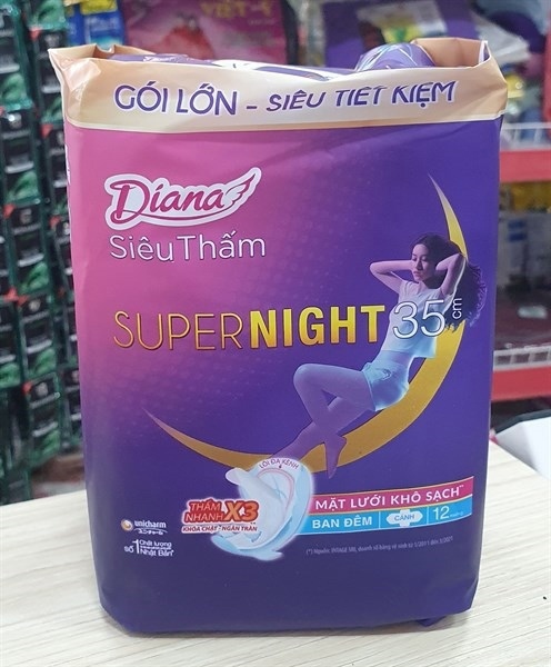 Băng vệ sinh ban đêm Diana Super night 35CM 12M