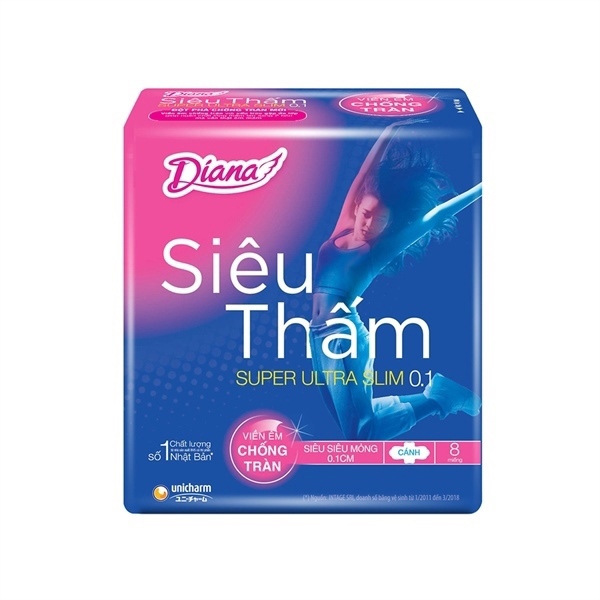 Băng vệ sinh Diana siêu thấm siêu mỏng 0.1