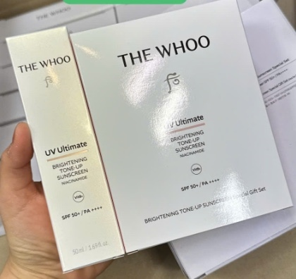 Set kem chống nắng Whoo trắng tone-up