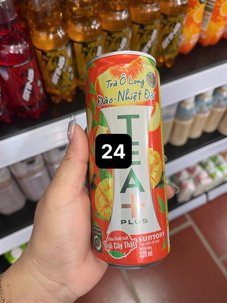 Tea Plus - Trà Ô Long lon 320ml Đào nhiệt đới