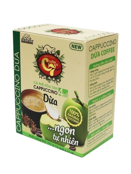 Cà phê hòa tan C7 capucino dừa hộp 16 gói