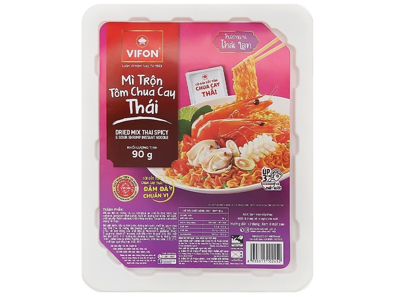 Vifon - Mì trộn tôm chua cay Thái khay 90g