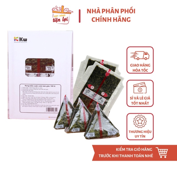 Rong biển cuộn cơm Tam Giác Kwook (Hộp 100 Lá)