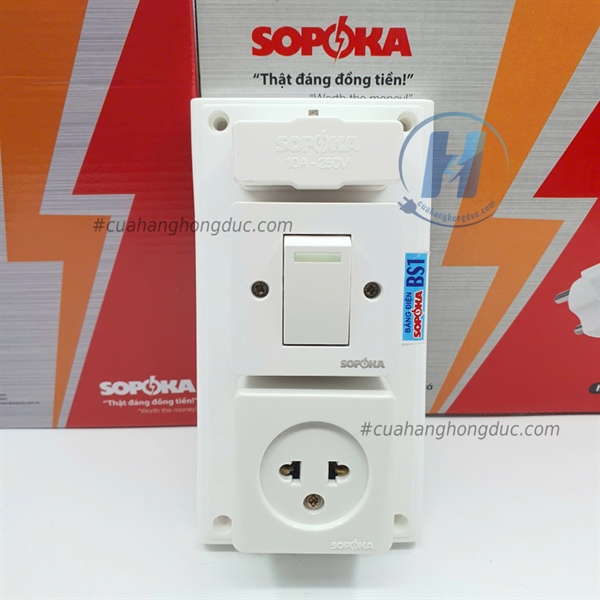 Bảng Điện 1 Công Tắc 1 Lỗ Cắm Có Cầu Chì BS1 SOPOKA