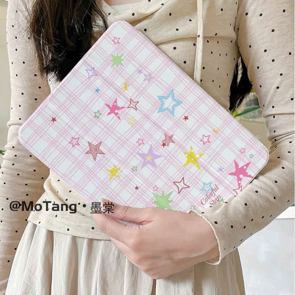 CASE IPAD CARO HỒNG NHIỀU SAO - AIR 6/7