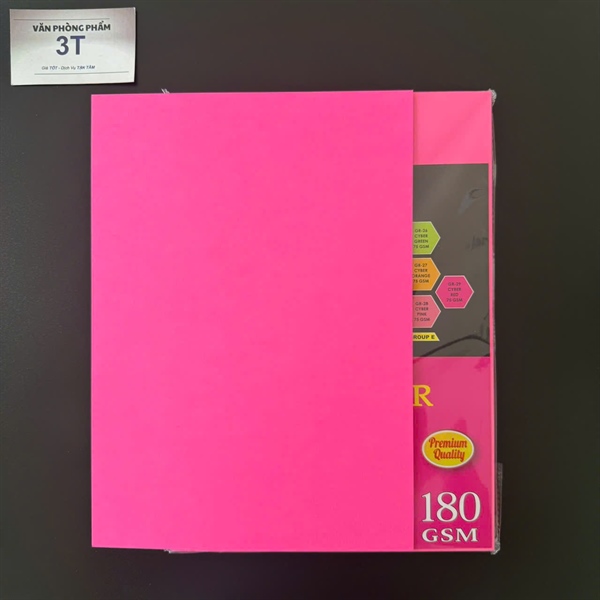 Giấy bìa A4 180GSM (giấy cứng) PGrand màu HỒNG DẠ QUANG