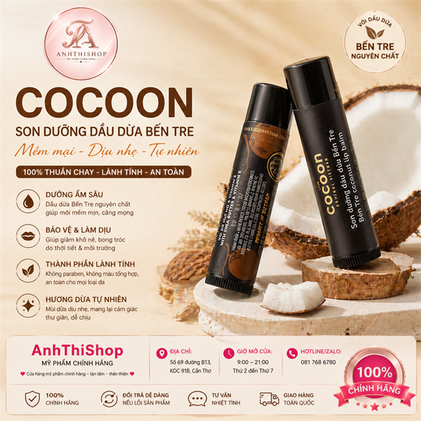 [Cty] Son dưỡng thuần chay Cocoon 100% natural