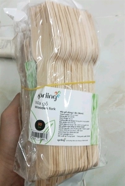 Lốc 30 nĩa gỗ Spriing dùng 1 lần 16CM