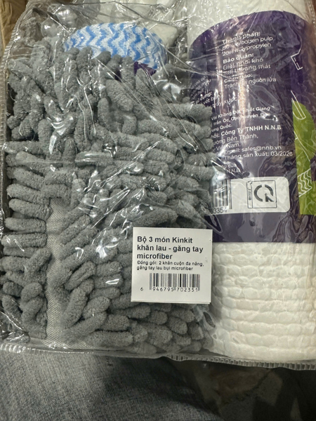 Bộ 3 món Kinkit khăn lau găng tay - microfiber