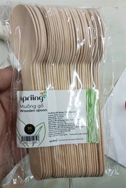Lốc 30 muỗng gỗ Spriing dùng 1 lần 16CM