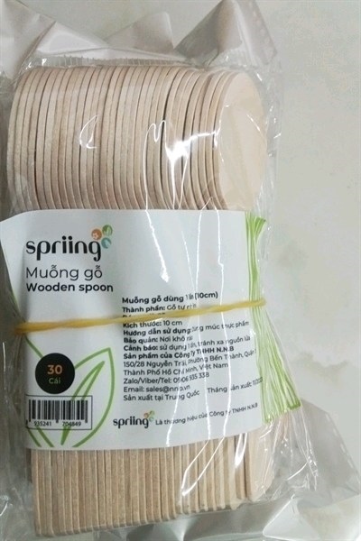 Lốc 30 muỗng gỗ Spriing dùng 1 lần 10CM