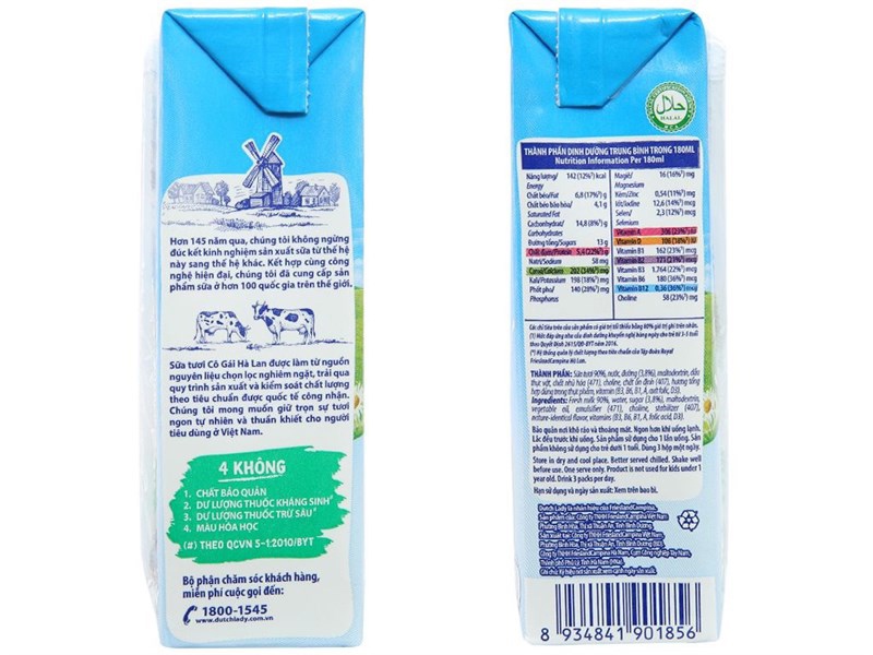 Dutch lady - Sữa tươi 180ml có đường