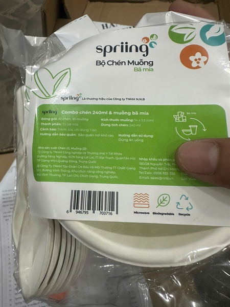 Spriing combo chén 240ml và muỗng bã mía.