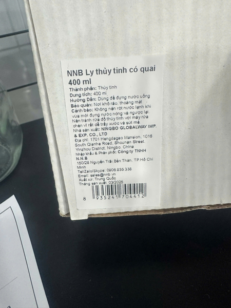 NNB Ly thủy tinh có quai 400ml