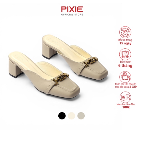 Giày Sục 5cm Mũi Vuông Gắn Khoá Nhỏ Pixie H446
