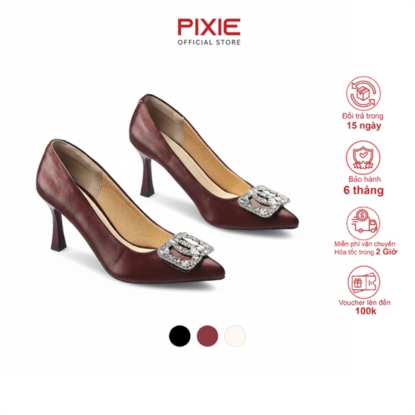 Giày Cao Gót 7.5cm Chất Da Satin Khoá Đá Pixie Pump H438