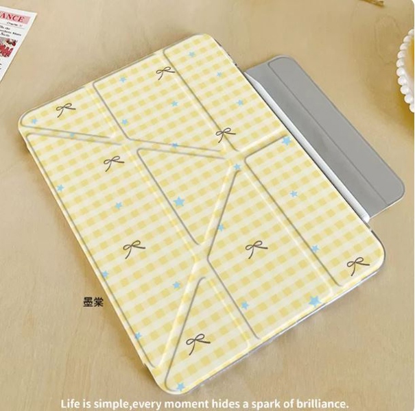 Case Ipad Caro Vàng Nơ Đen - Air 6/7