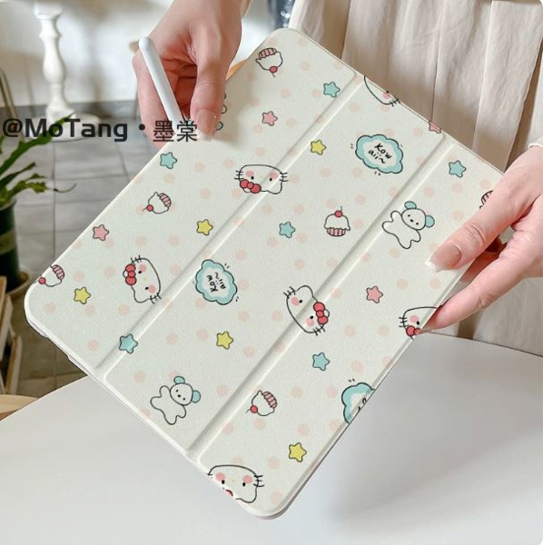 Case Ipad Chấm Bi Kitty Nơ Đỏ - Air 6/7