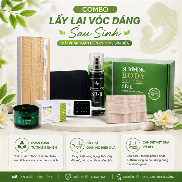 COMBO Lấy Lại Vóc Dáng Sau Sinh [Đai Siết Eo AMYSLINE 24CM - Màu NUDE]
