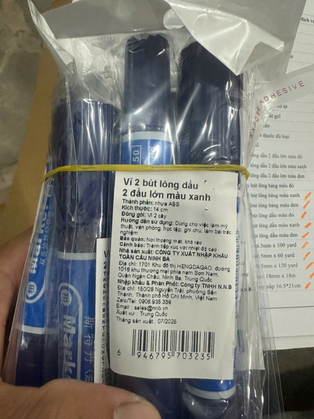 NNB - Bút lông dầu 2 đầu lớn màu xanh (2pcs)