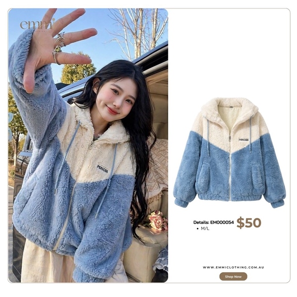 Blue Teddy Zip Hoodie