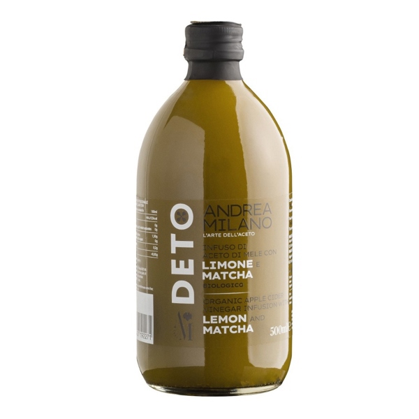 Giấm táo Detox hữu cơ có giấm cái vị chanh trà xanh 500ml - Andrea Milano