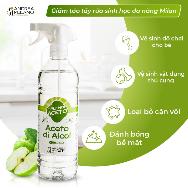 Dung dịch giấm táo sinh học tẩy rửa đa năng 750ml - Andrea Milano